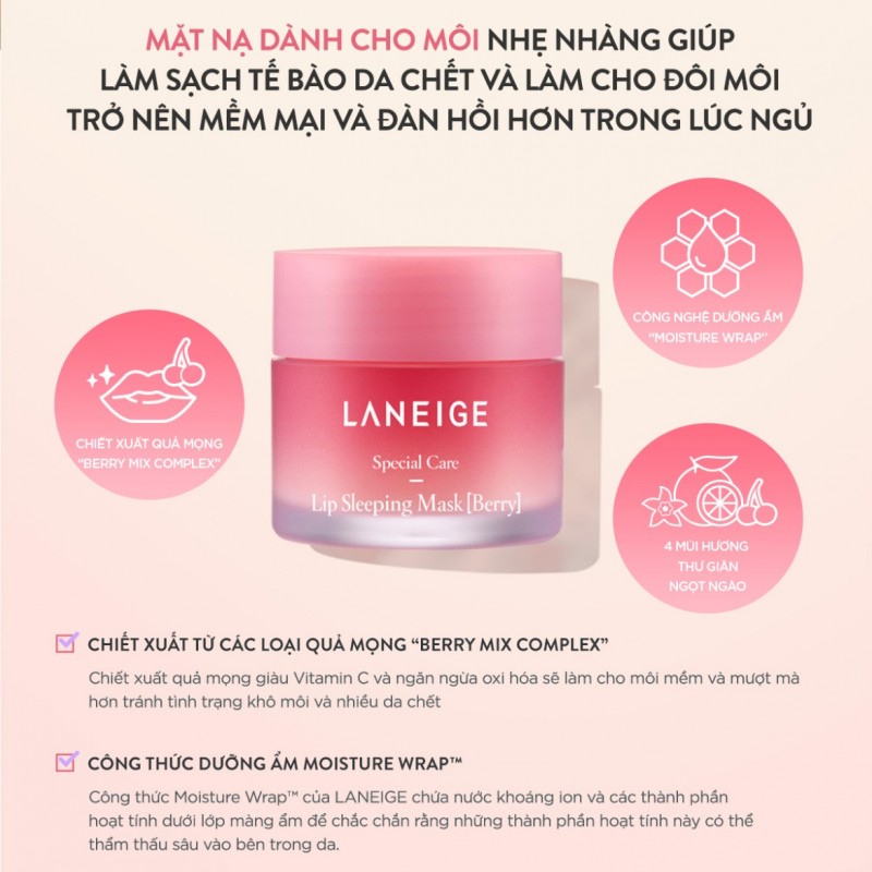 MẶT NẠ NGỦ MÔI LANEIGE HƯƠNG QUẢ MỌNG MINI 8G LIP SLEEPING MASK [BERRY] - MINIATURE