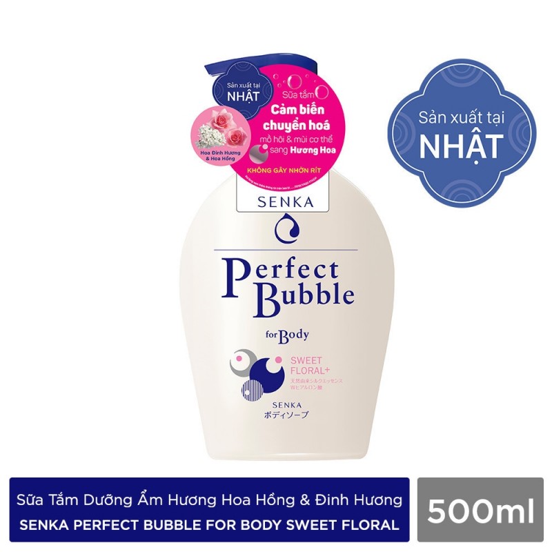 SỮA TẮM DƯỠNG ẨM SENKA HƯƠNG HOA HỒNG & ĐINH HƯƠNG PERFECT BUBBLE FOR BODY SWEET FLORAL