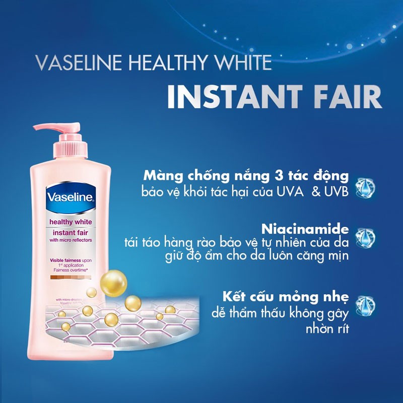 SỮA DƯỠNG THỂ VASELINE NÂNG TÔNG LÀM SÁNG DA 350ML HEALTHY WHITE INSTANT FAIR